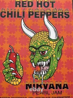 1991 Nirvana Concert Poster BGP-51 RHCP And Pearl Jam Cow Palace First Printing