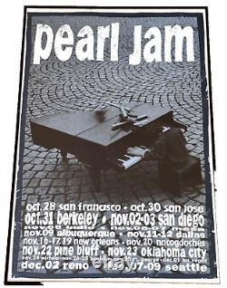 1993 Original Pearl Jam Eddie Vedder West Coast Concert Tour Poster Vtg Art Ames