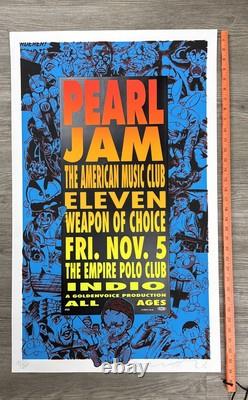 1993 Pearl Jam Poster LA Indio TAZ Signed #337/400 21x34 Mint No Ticketmaster