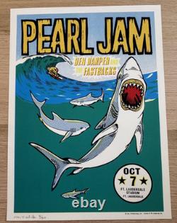 1996 Pearl Jam Poster Ft. Lauderdale FL Near Mint S/N Ames
