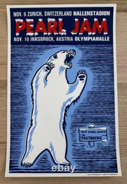 1996 Pearl Jam Poster Zurich Switzerland and Innsbruck Austria Ames Mint