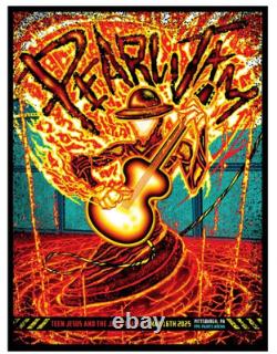 2025 Pearl Jam Ap Poster Pittsburgh May 16th Artist Variant Metallic Red Fast