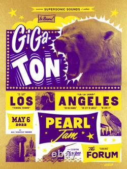 Ames Bros PEARL JAM Gigaton LA Lakers GOLD POSTER Forum Show Signed Print RARE