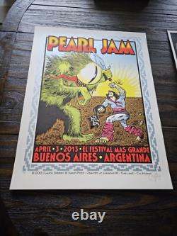 Chuck Sperry Pearl Jam Buenos Aires 2013 Screenprint Poster S/N xx/100