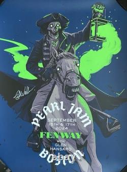 EDDIE VEDDER AUTOGRAPHED PEARL JAM SEPT 2024 FENWAY PARK BOSTON 18x24 POSTER