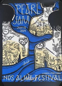 EDDIE VEDDER AUTOGRAPHED SIGNED PEARL JAM 7/13/24 LISBON PORTUGAL 18x24 POSTER