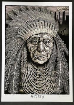 EMEK 2015 Chief XL 24x34 art print giclee #/100 doodled pearl jam poster rare