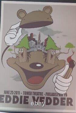 Eddie Vedder 06/25/2011 Tower Theatre, Philadelphia concert poster. MINT