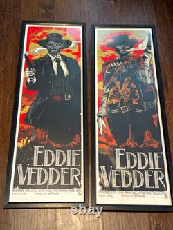 Eddie Vedder Framed Concert Posters (2) Nov 13 15 2012 Dallas Houston Pearl Jam