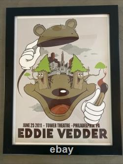 Eddie Vedder Poster Tower Theatre Philadelphia PA 6/25/2011 Pearl Jam With Frame