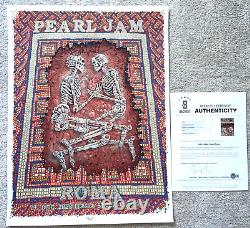 Eddie Vedder Signed Emek Eternal Embrace Pearl Jam 2020 Rome Roma Poster BAS