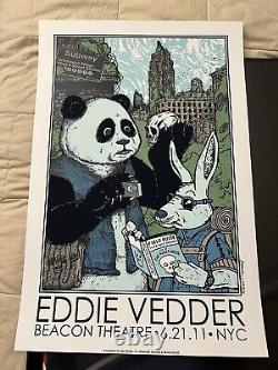 Eddie Vedder Solo Tour Poster Beacon Theatre NYC 2011 Rogers Kozik New York NY