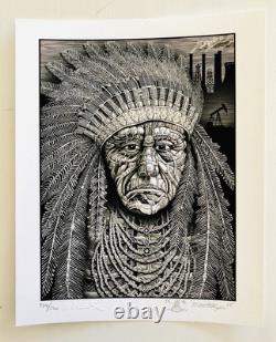 Emek Chief Mini Art Print Doodled S/N# 339/500 Pearl Jam 2015