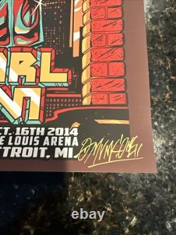 Joe Louis Arena Signed Pearl Jam Poster Detroit 2014 Munk One AP Numbered