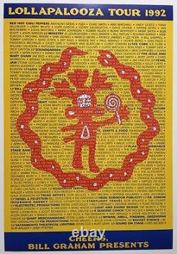 Lollapalooza Concert Poster 1992 Sound Garden Red Hot Chili Peppers Pearl Jam