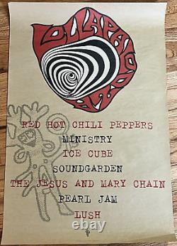 Lollapalooza Poster Original Vintage 1992 24x36 Red Hot Chili Peppers Pearl Jam