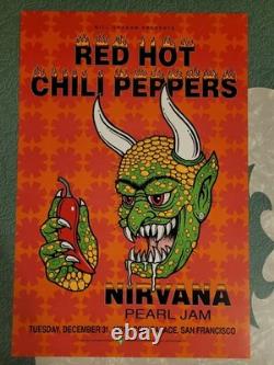 NIRVANA PEARL JAM RHCP 1991 Cow Palace Bill Graham Poster BGP-51