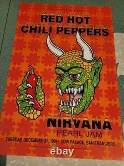NIRVANA PEARL JAM RHCP 1991 Cow Palace Bill Graham Poster BGP-51