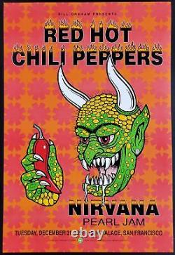 Nirvana Concert Poster Pearl Jam RHCP ORIGINAL First Printing SF BGP-51 1991