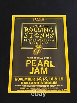 Original Rolling Stones Pearl Jam Concert Poster Meant to sell Tickets Never Dis