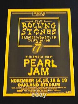 Original Rolling Stones Pearl Jam Concert Poster Meant to sell Tickets Never Dis