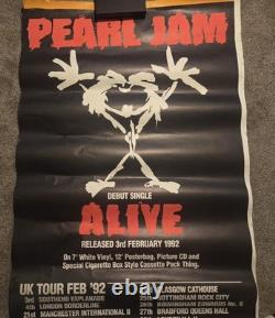 PEARL JAM ALIVE SINGLE POSTER 1992 VINTAGE VERY RARE 40 X 60 Large SEE DETAILS
