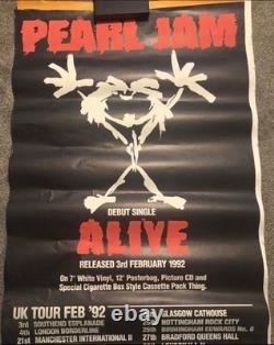 PEARL JAM ALIVE SINGLE POSTER 1992 VINTAGE VERY RARE 40 X 60 Large SEE DETAILS