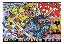 PEARL JAM AP Signed By Munk One & Frank Kozik Amsterdam Concert Poster NM/VG