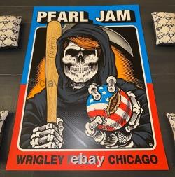 PEARL JAM Aug 20 & 22 Chicago Wrigley 2016 Cliver POSTER Grim Reaper