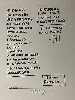 PEARL JAM August 5-7, 2016 Boston Fenway Park Concert Tour Poster SHUSS Vedder