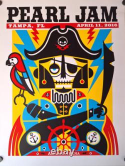PEARL JAM CONCERT EVENT POSTER 2016 TOUR Tampa Florida PIRATE/BUCCANEER RARE