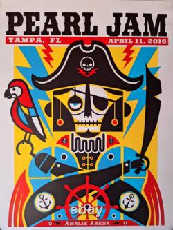 PEARL JAM CONCERT EVENT POSTER 2016 TOUR Tampa Florida PIRATE/BUCCANEER RARE