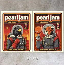 PEARL JAM! Chicago Sept 5/7 2023 Matching Poster Set Mark5 AP Signed & #'d