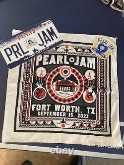 PEARL JAM Fort Worth N2 Bandana, License Plate, Pin, Sticker & Poster Set READ