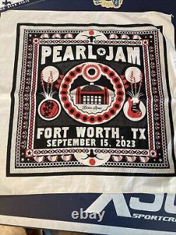 PEARL JAM Fort Worth N2 Bandana, License Plate, Pin, Sticker & Poster Set READ