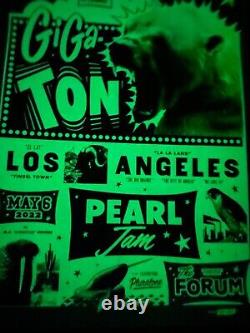 PEARL JAM Los Angeles 2022 AP Poster Glow in the Dark Variant Signed Ames Bros