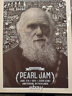 PEARL JAM S/N Amsterdam Concert Poster By Brian Ewing M/NM 2014 Evolution