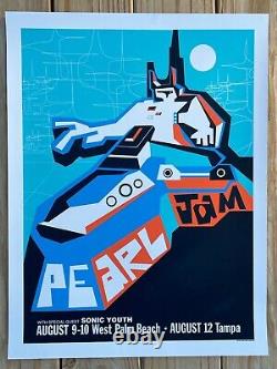 PEARL JAM SONIC YOUTH Ames Bros concert poster Palm Beach 8/12 2000 free ship