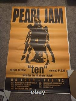 PEARL JAM UK Tour Poster TEN 1992 VINTAGE VERY RARE 40 X 60 Large SEE DETAILS