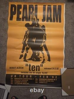 PEARL JAM UK Tour Poster TEN 1992 VINTAGE VERY RARE 40 X 60 Large SEE DETAILS