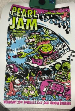 Pearl Jam 2009 Screen Print Poster Brisbane Australia by Ben Brown Harper 18x24