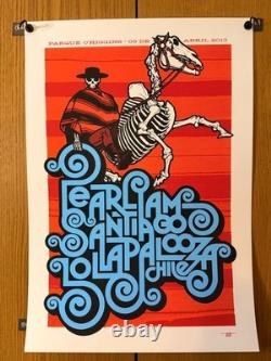 Pearl Jam 2013 Lollapalooza Screenprint Poster Santiago Chile Ames Bros. 18x26