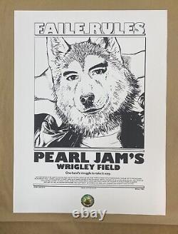 Pearl Jam 2016 Print Wrigley Field Chicago Faile Poster Rare Yellow Variant