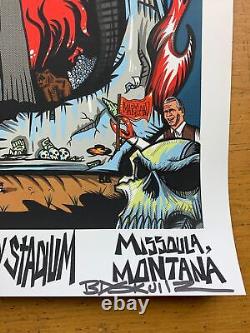Pearl Jam 2018 Bobby Brown Draws Skullz Missoula poster Jeff Ament AP S/N Vote
