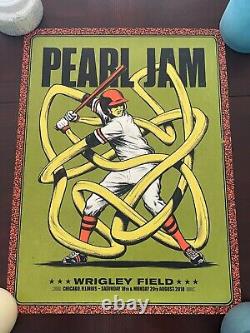 Pearl Jam 2018 Wrigley Field Chicago Official Poster Andrew Fairclough Baseball