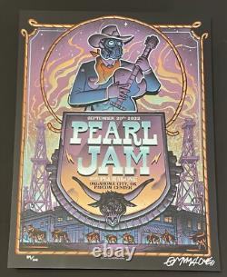Pearl Jam 2022 Oklahoma City gig poster Munk One SIGNED #d AP mint 89/100 vedder