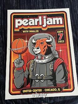 Pearl Jam 9/7 2023 Chicago Poster Mark 5 Jamotillo Bulls Astronaut withCRAFT TUBE