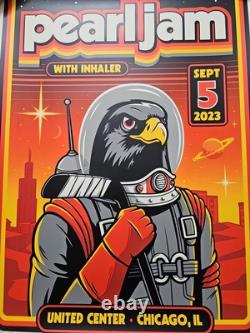 Pearl Jam Chicago Blackhawks Poster Sept 5 2023 Night 1 Mark Jamotillo Signed