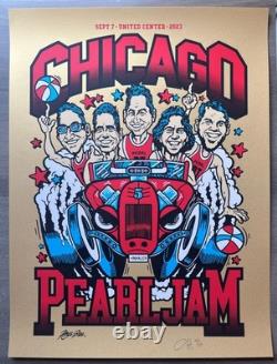 Pearl Jam Chicago N2 2023 Poster Metallic Supergold Variant Ames Bros SN AP /110