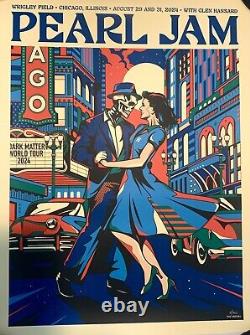 Pearl Jam Chicago Poster AP 2024 Wrigley Field Van Orton Green Variant 8/300